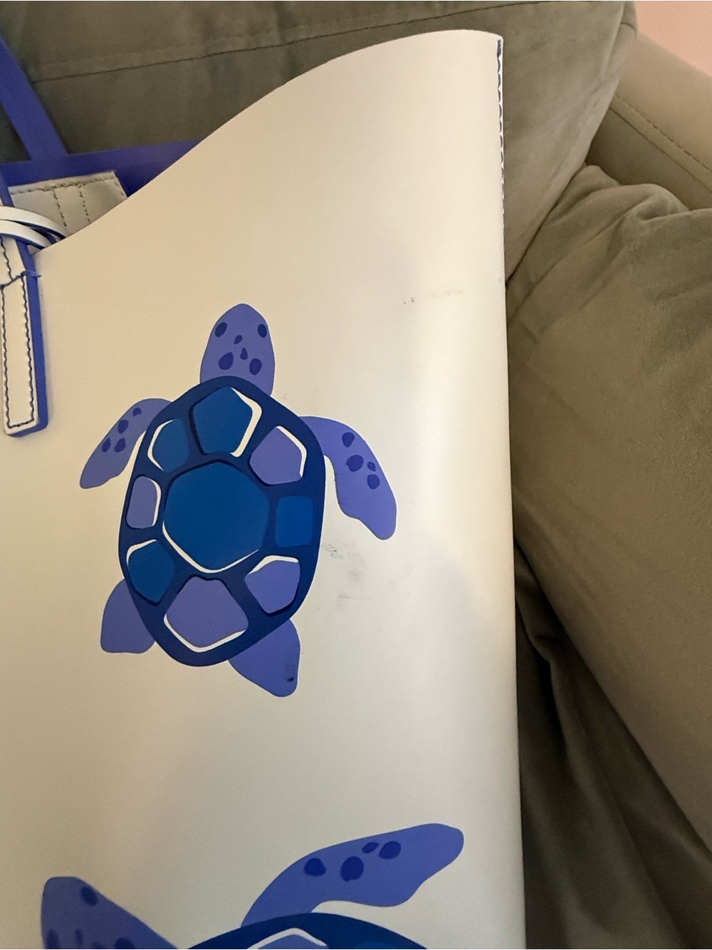 kate spade White Tote with Blue Turtle Print - Picture 3 of 5